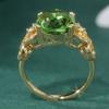 Fashion Classic Inlaid Geometry Green Synthetic Zirconia Ring for Women's Elegant Sparking Banquet Festival Jewelry Accessories