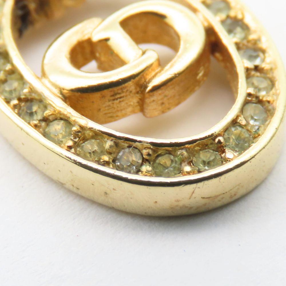 Used Christian Dior Necklace metal/Rhinestone 7.1g gold CD logo