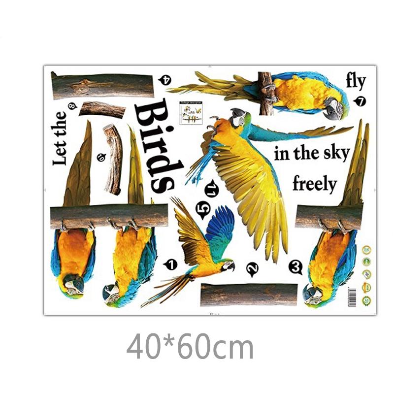 New Wall Stickers Parrot Creative Personality Bird Bedroom Stickers Background Sofa Animal Wallpaper