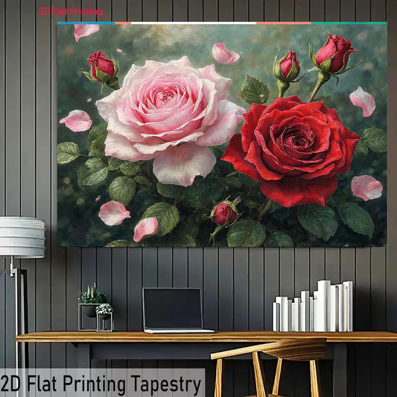 2D Large Pink Red Roses Backdrop Romantic Floral Wedding Photography Background