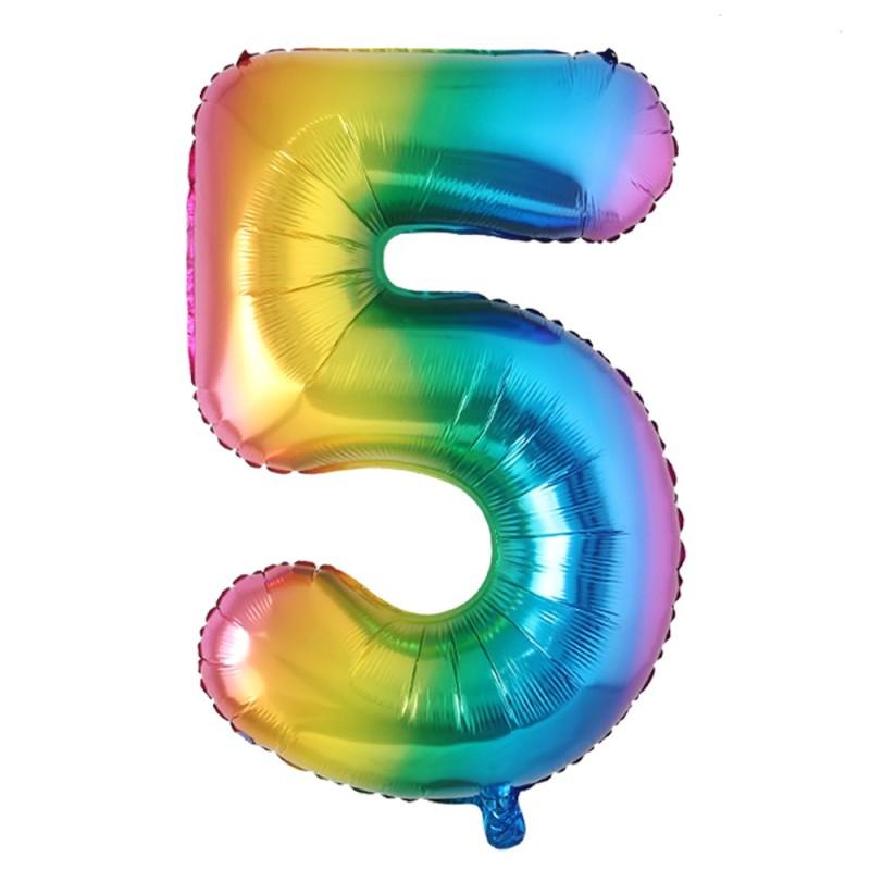 40inch Big Rainbow Foil Birthday Balloon Helium Number Balloons Happy Birthday Party Decorations
