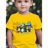 Boys 4 Little Dinosaurs Breaking Wall Cartoon Print Crewneck Short Sleeve Tee, Stylish Summer Casual Outdoor Top