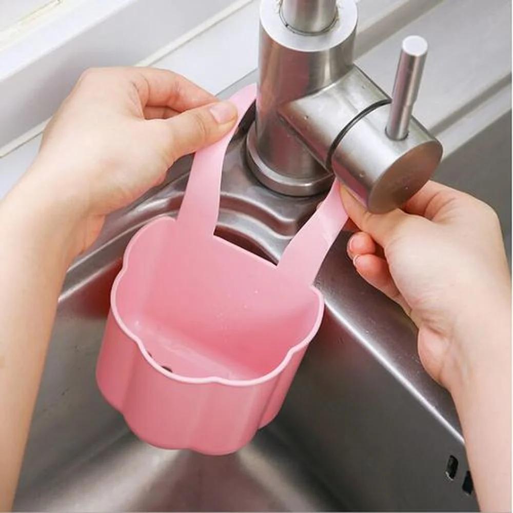 Stand Sink Sponge Holder Bathroom Kitchen Faucet Sponge Soap Sundries Hanging Drain Rack Sink Accessories Organizer