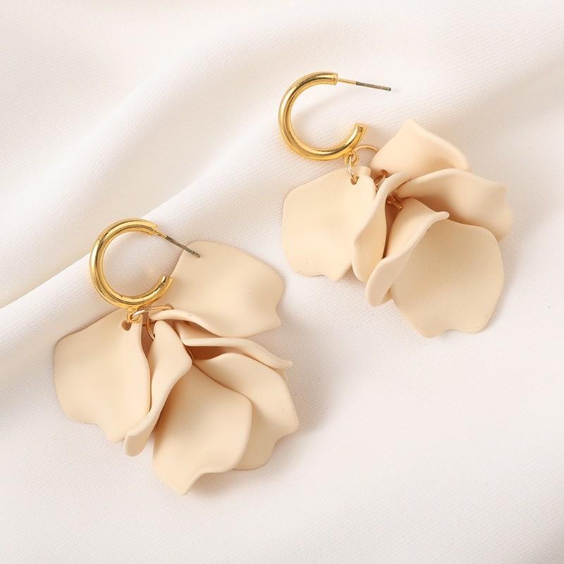 Pinkdudu Modische Rosenblütenblatt-Hängeohrringe Harz Perlmuttglanz Blumenohrringe Damen Schmuck PD2386