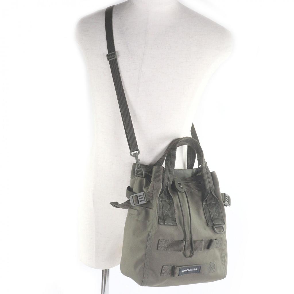 Great BALENCIAGA Shoulder Bag ARMY 2WAY Handbag Khaki Used