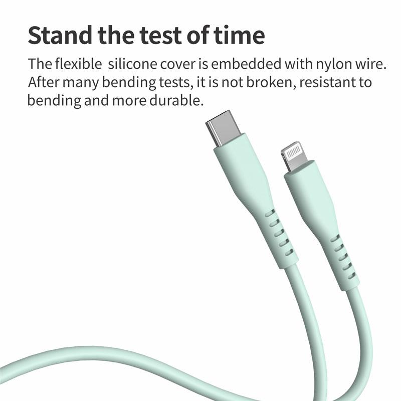 Hot Selling MFi Certified Silicone TPE Braid Type C for Fast Charging Cable PD Data Transfer for IPhone/Earphone
