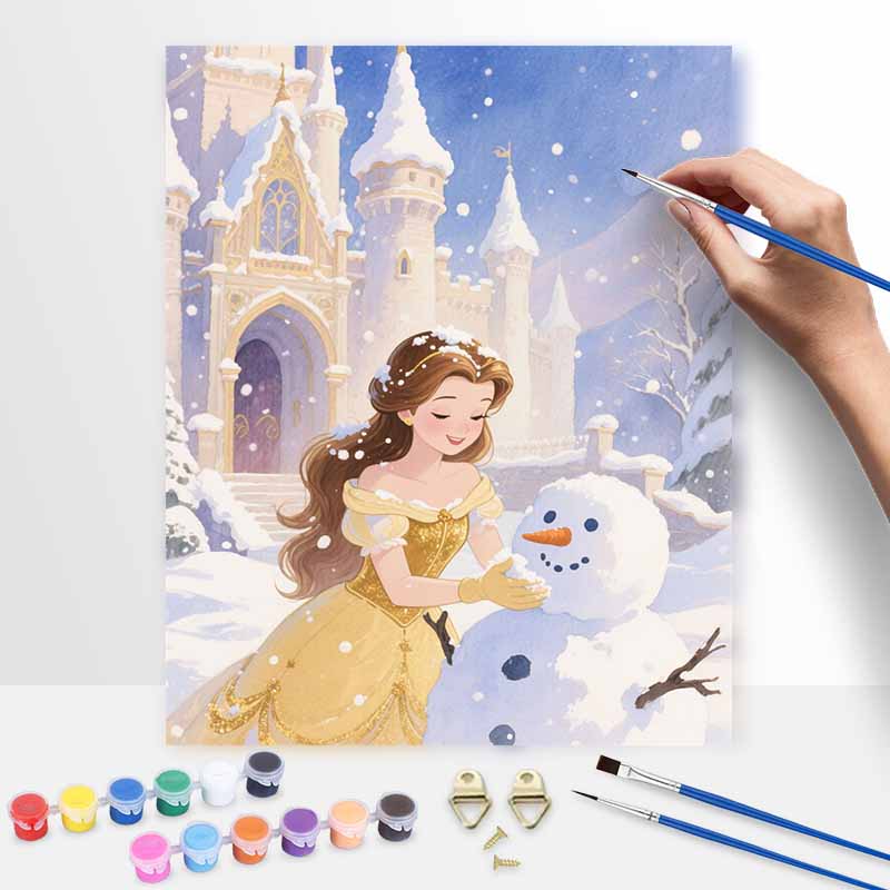 Disney Belle Princess Snow Castle Winter Digital Oil Painting Hand Painting Kit Diy Home Decoration