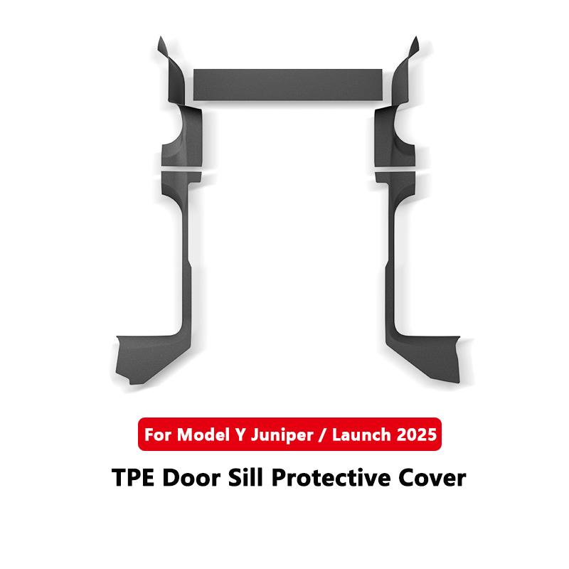 

For Tesla Model Y Juniper / Launch 2025 Door Sill Strip Guard TPE Front & Rear Door Threshold Anti-Kick Pad Interior Accessories