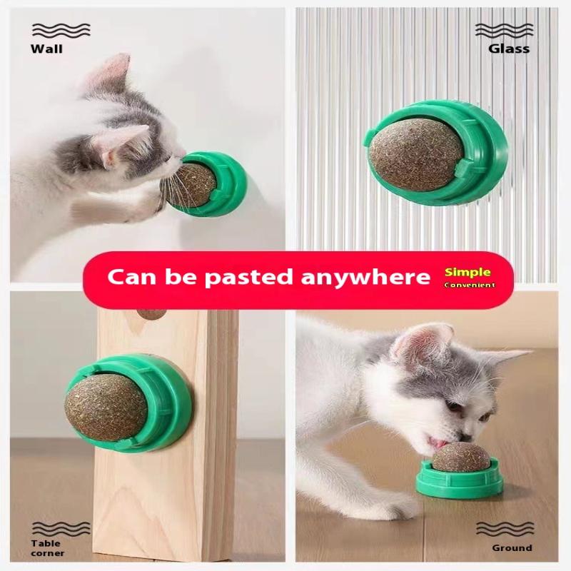 Natural Catnip Cat Wall Stick-On Ball Toy Scratchers Treats Healthy Natural Removes Balls Cat Pet Supplies