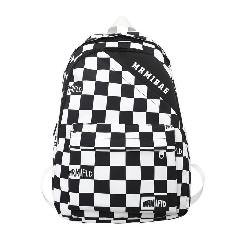 Student Backpack Women's Fashion Checkerboard Japanese Campus Backpack Large Capacity Waterproof Schoolbag Trend