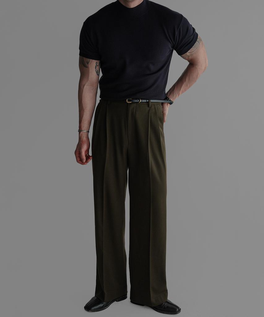 Baulopeulodeogteu Soft Mock Turtleneck Short Sleeve Knit [Navy]