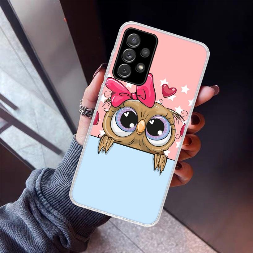 Baby Cute Owl Lover Cartoon Candy Winter Phone Case For Samsung Galaxy A17 A16 A26 A36 A56 A15 A25 A35 A55 A14 A13 A54 A53 A34 A