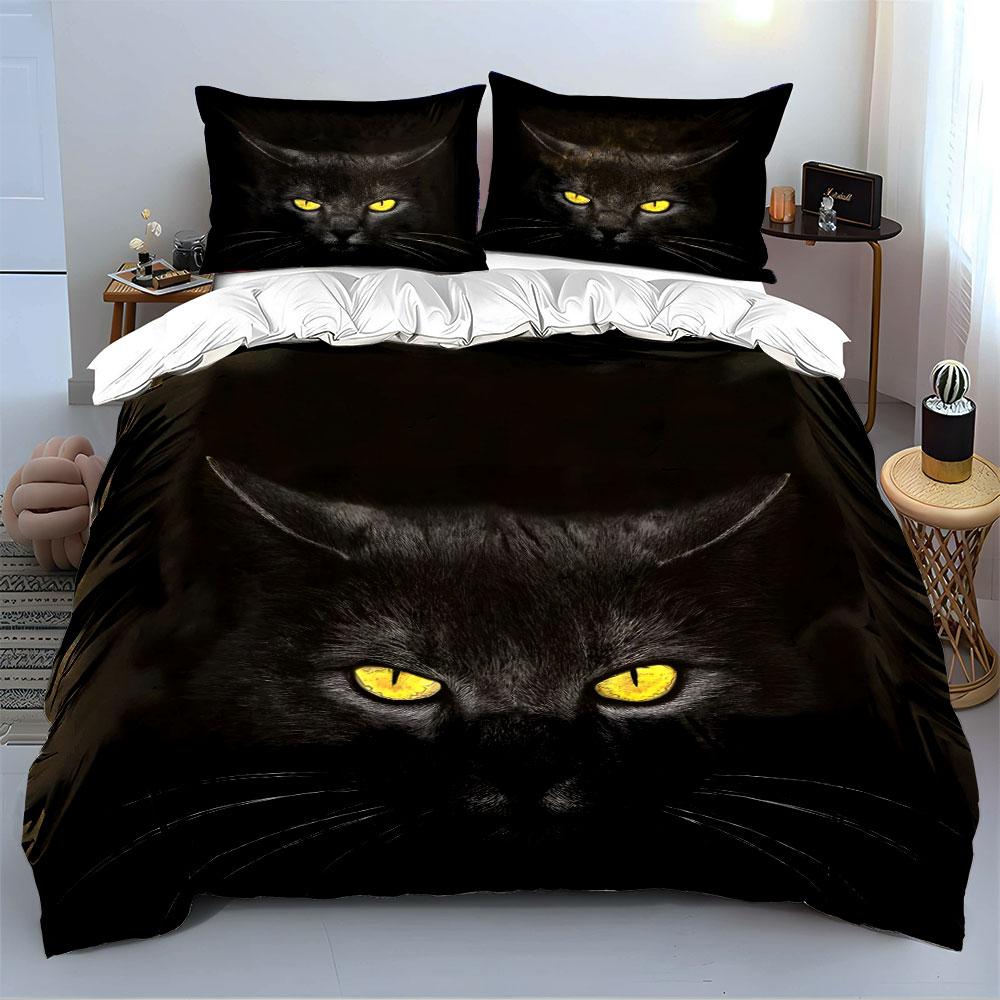 "Black Cat Eyes Bedding Set" Bedding Duvet Cover Set Duvet Cover Pillowcases (1 * Duvet Cover 2 * Pillowcases, Without Duvet Insert)