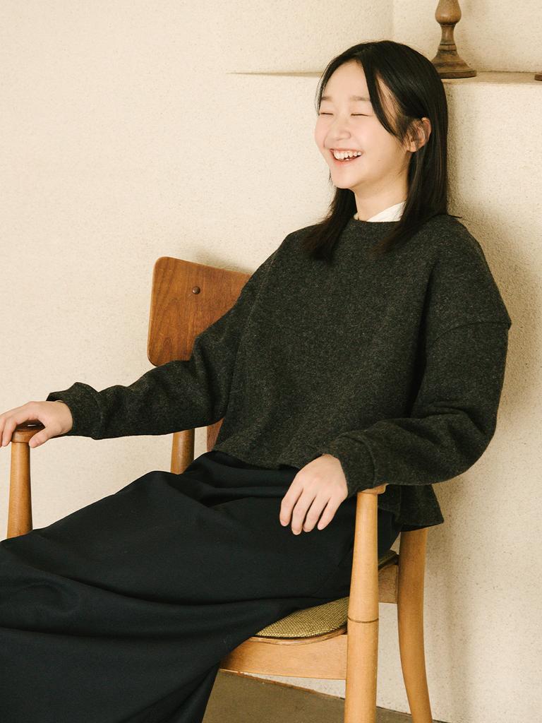 VINCENT NAVY Wool Drop Pullover_Charcoal