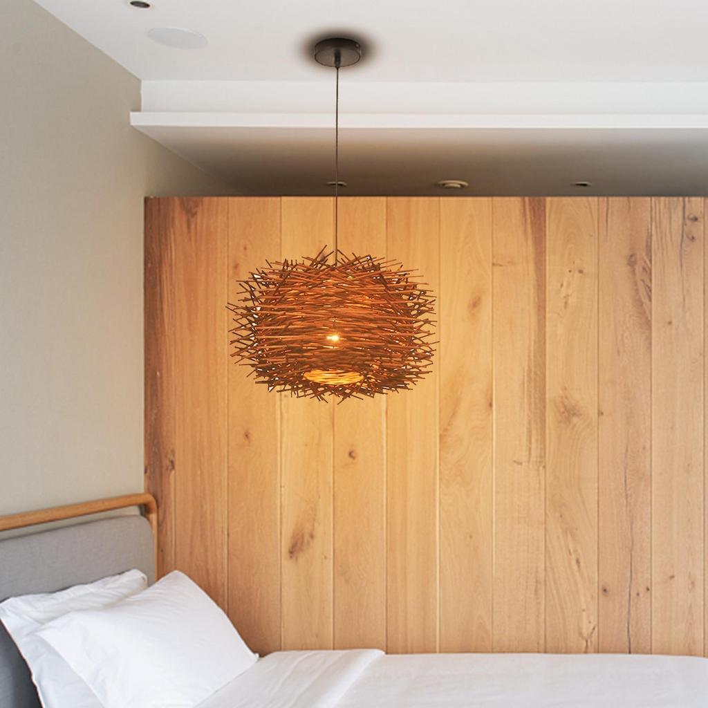 Elegant Rattan Ceiling Pendant Light Fixtures Bird Nest Chandeliers