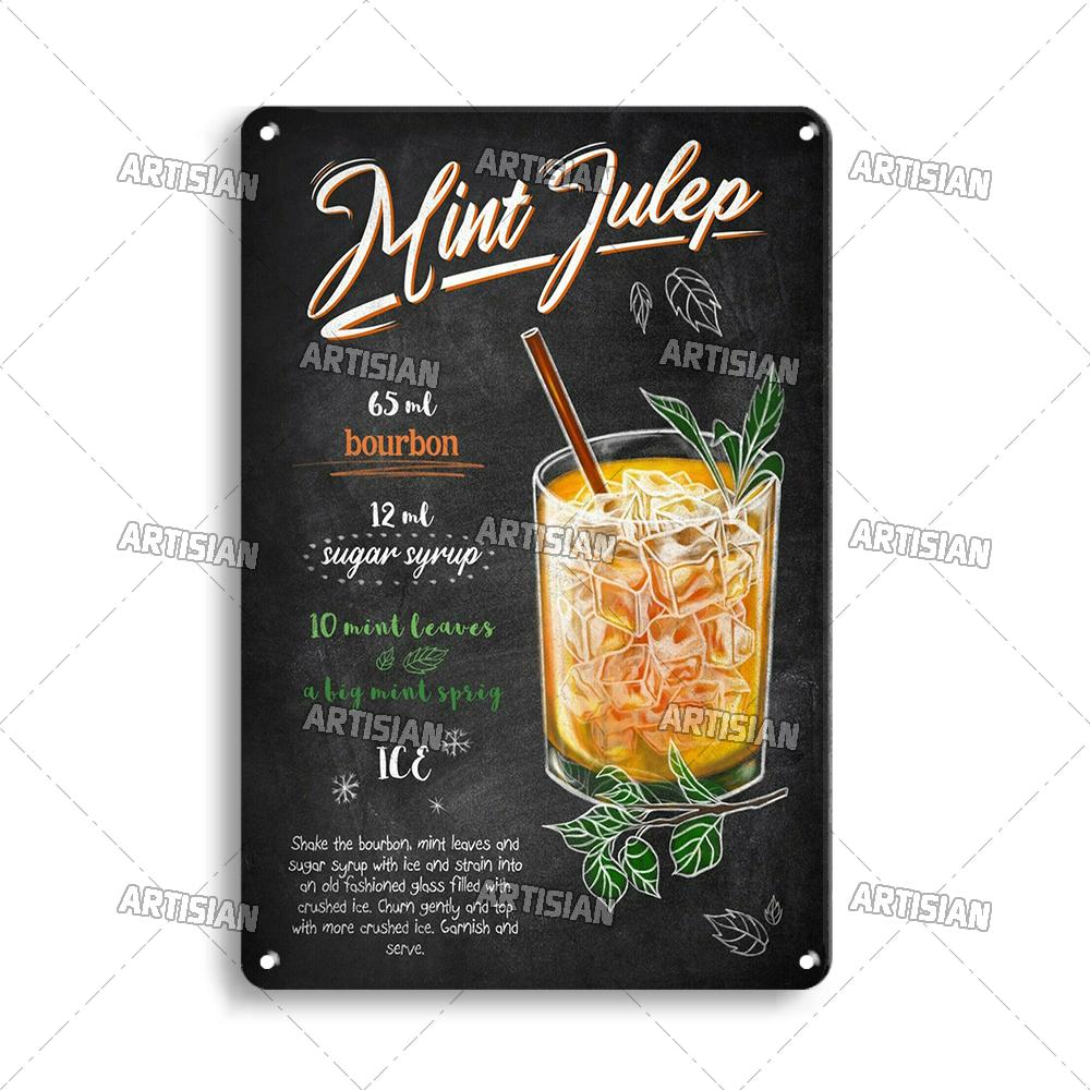 Mfoever Tin Sign Vintage Cocktail Recipe Metal Tin Sign Retro Bar Drink Menu Wall Art Decor for Pub Bar Man Cave Kitchen Rustic Iron Painting Pla