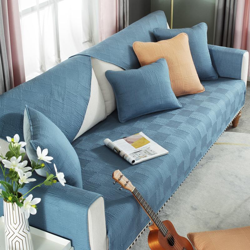 Summer Pure Cotton Sofa Cushion Fabric Simple Four-season Universal Cotton Non-slip Cushion Modern Sofa Cover Cover