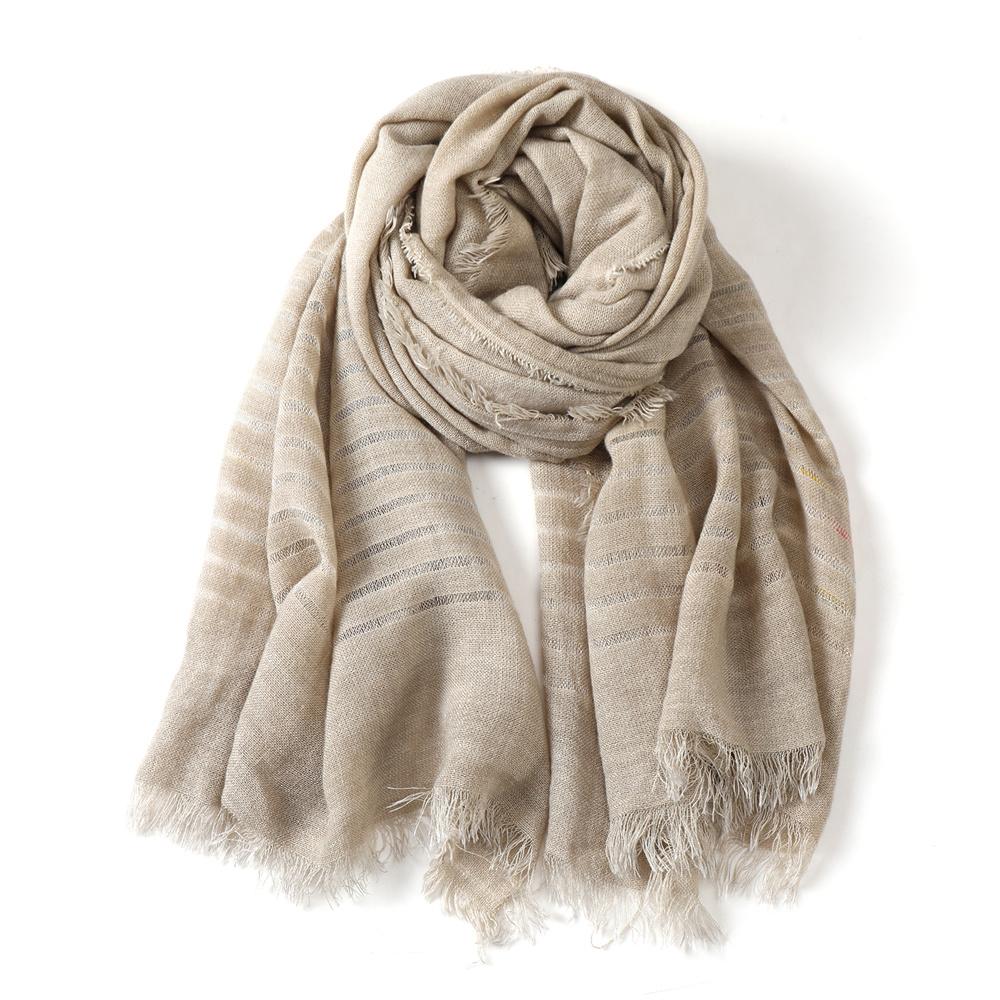 Fashion Men Cotton Linen Striped Scarf