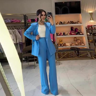 2024 Fall European & American Women's Solid Color Lapel Slim-Fit Suit: Commuting Temperament Two-Piece Set