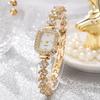 Ladies Trendy Small Sugar Cube Bracelet Watch, Light Luxury Rose Gold Gypsy Star Diamond Set Love Bracelet Set