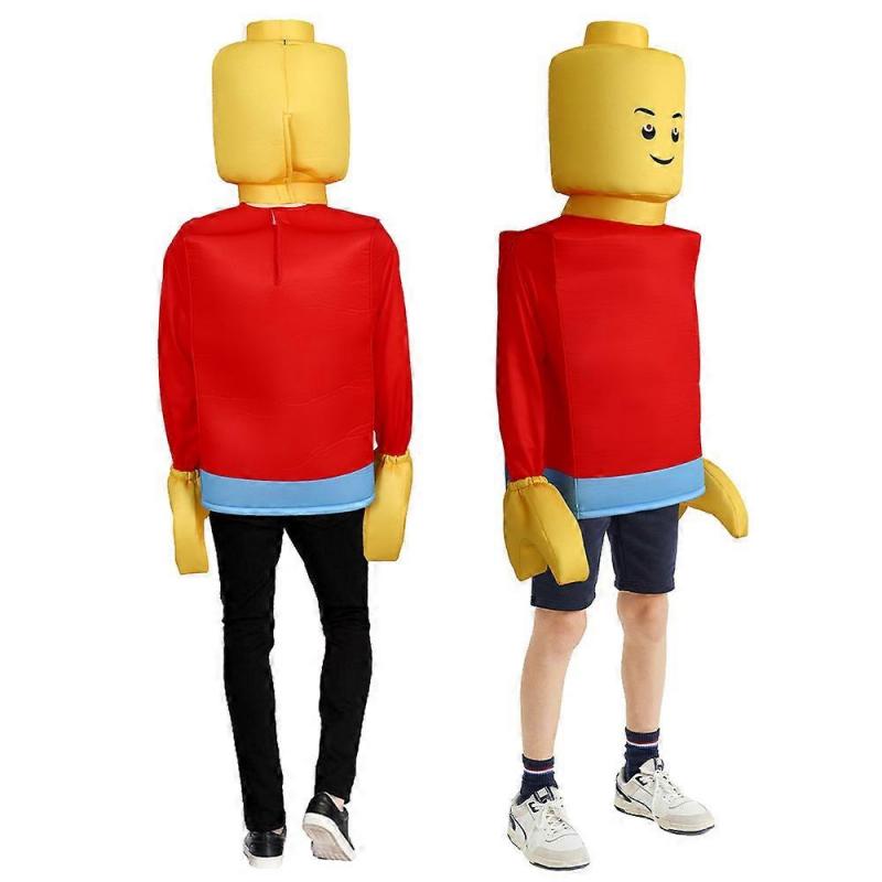 Halloween Lego Man Cosplay Costume Funny Dress Up Party Stage Performance Outfit for Kids Adults