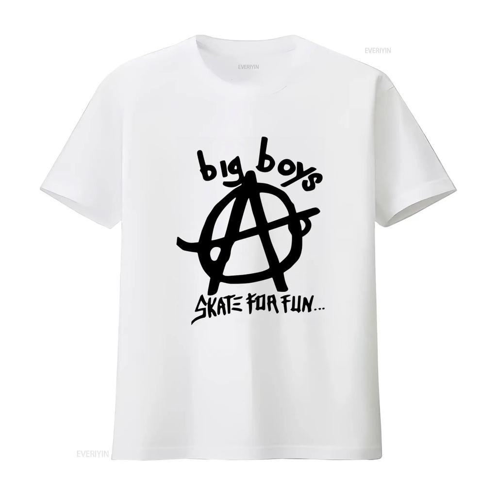 Big Boys Punk Band T Shirt Skate for Fun Design Trendy Streetwear Lovers Vintage Washed Top For Everyday Wear Graphic Fashion