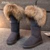 Fashion Fur One Real Fox Hair Over The Knee Boots Inside Elevating Women'S Boots Long Boots Super High Leather Waterproof Snow Boots