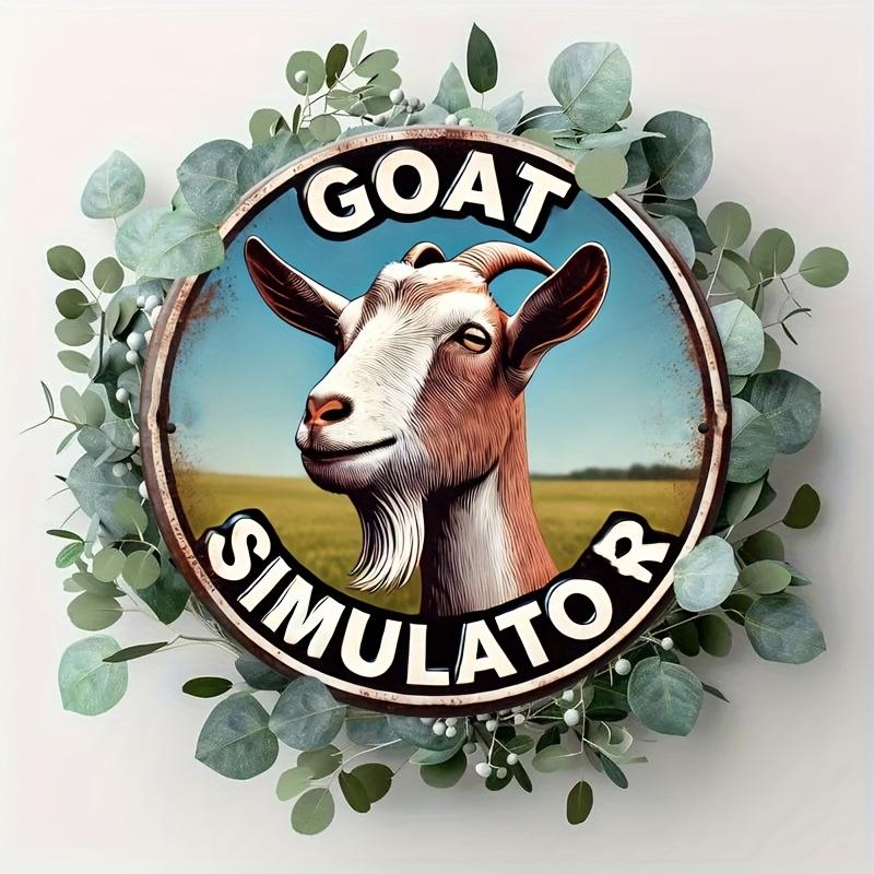 D Flat Pc X Inch Retro Metal Wall Art Sign Goat Simulator Rustic Farmhouse Decor Durable Aluminum IndoorOutdoor Sign Wi