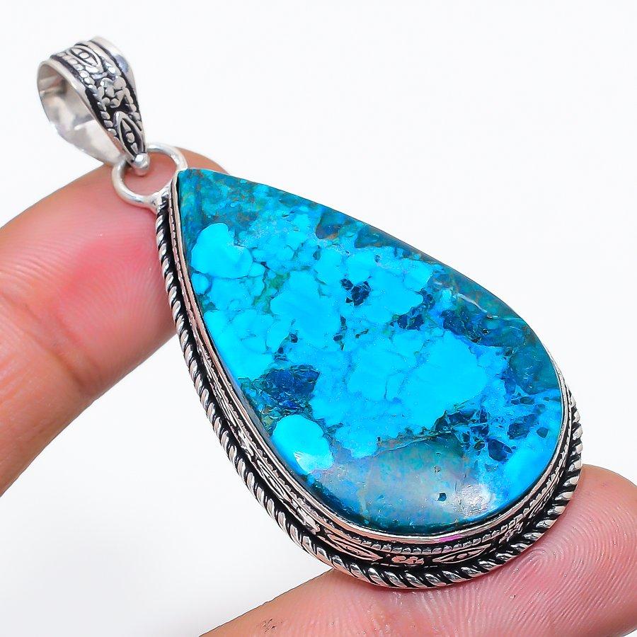 Natural Tibetan Turquoise Gemstone 925 Sterling Silver Pendant 2.56  AP-14212