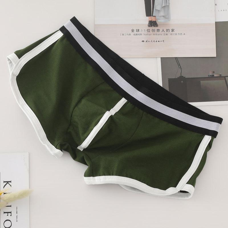 

Мужское нижнее белье спортивные шорты-боксеры из хлопка сексуальные корейские шорты с четырьмя углами 3XL армия зеленый