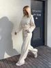 Women's Casual Solid Color Hoodie & Lace-up Pants Two-Piece Set