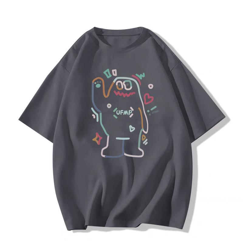 Women's Retro Graffiti Cotton T-Shirt - Chic Hong Kong Style 2025