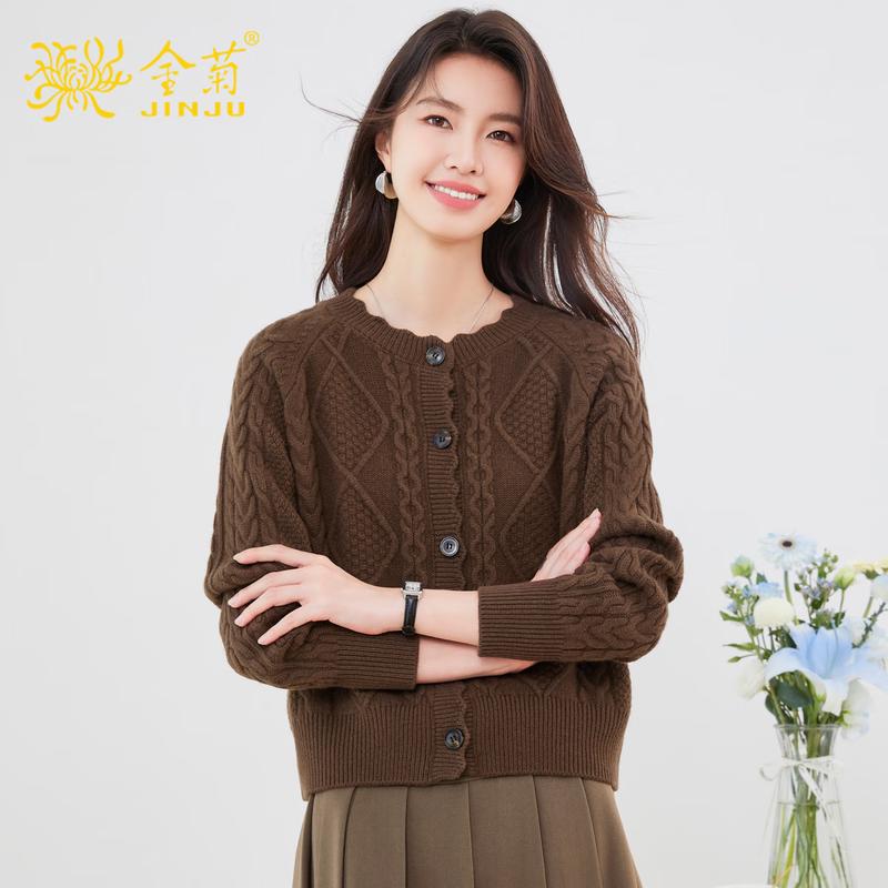 

Jinjv Women s Relaxed Fit Wool Cardigan L