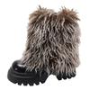 Winter Women's Versatile Fashion Platform Fluffy Booties  New Warm Thickened Cold-proof Cotton Shoes