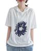 Fashion Cotton Printed Short Sleeve Hoodie Women Oversize Hooded Sweatshirt