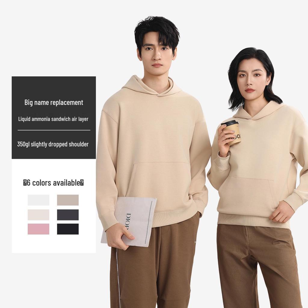 Unisex Luxury Air Layer Cotton Hooded Sweatshirt with Custom Embroidery Logo