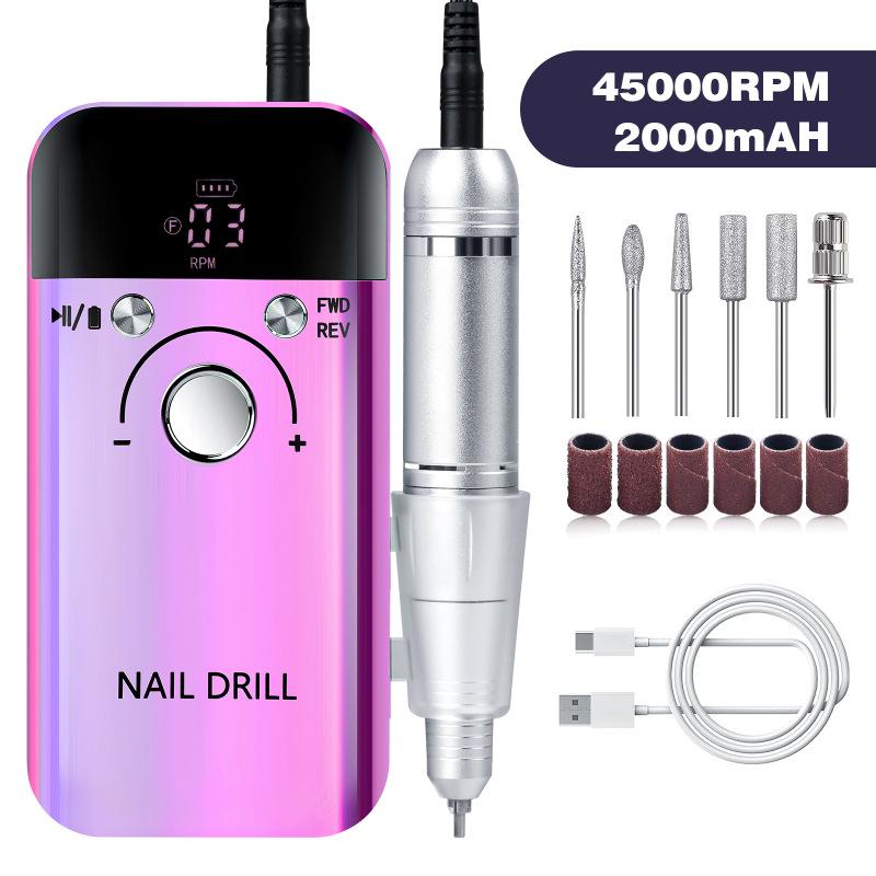 New Professional Nail Removal V6 Polishing Machine 45000 RPM Power Storage Portable Electric Nail Polisher