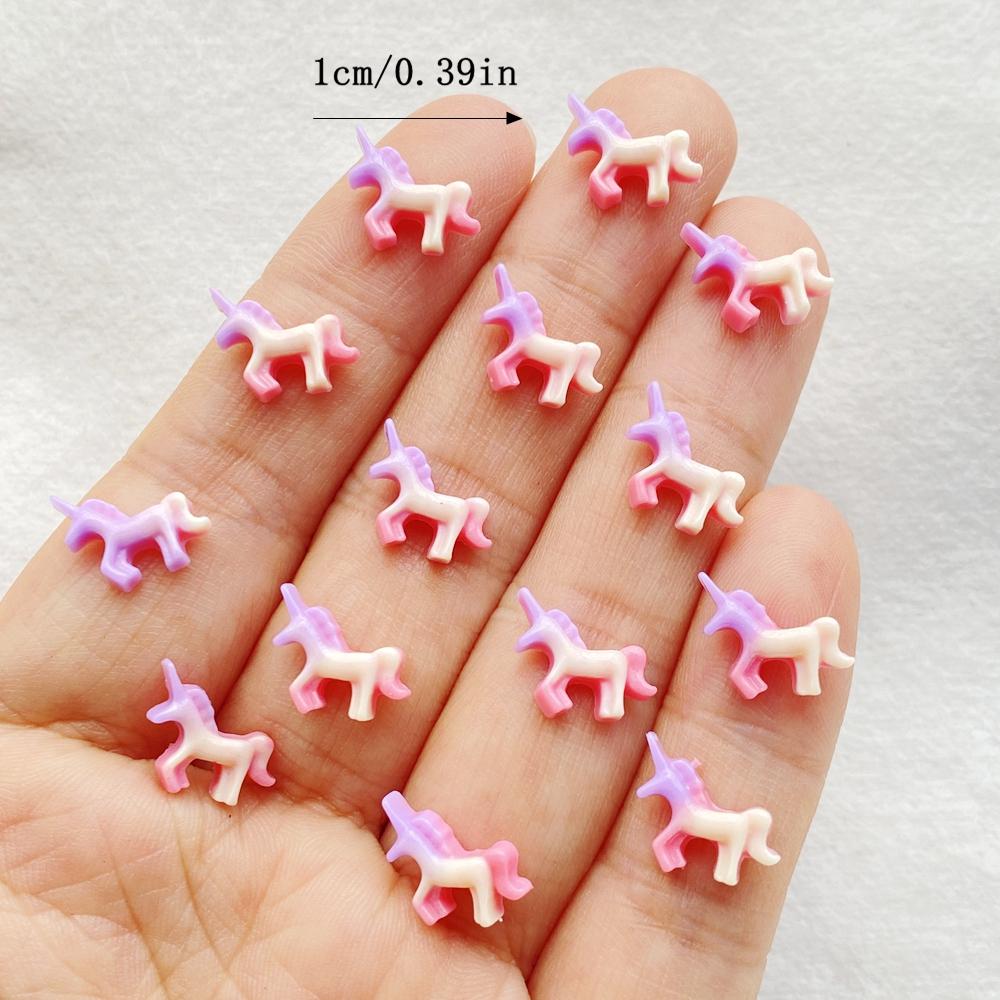 50Pcs Cute Mini Cartoon Unicorn Series Flat Back Rhinestone Bead Scrapbook DIY Manicures Appliques Accessories Crafts