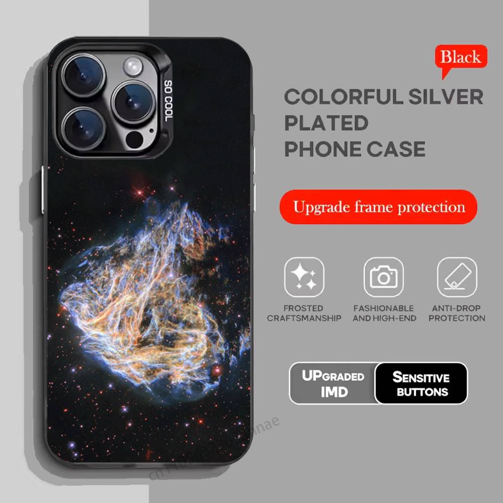 Moon Galaxy Universe Phone Case For iPhone 17,16,15,14,13,12,11,Pro,Max,Plus,Mini,X,XS,XR,8,S,SE Soft Black Case