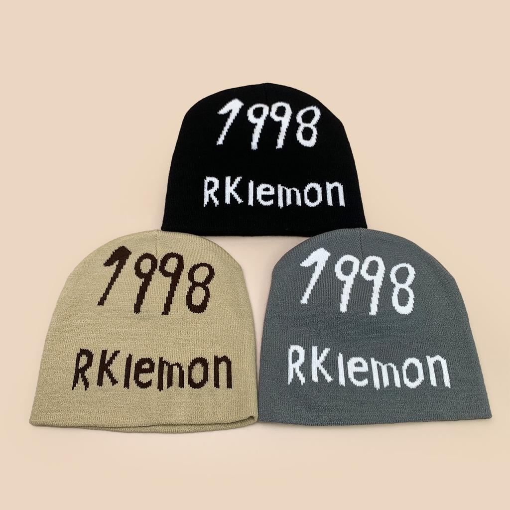 Autumn And Winter Simple Jacquard 1998 Letter Knitted Hat For Men And Women Warm Casual Cold Hat Pullover Hat