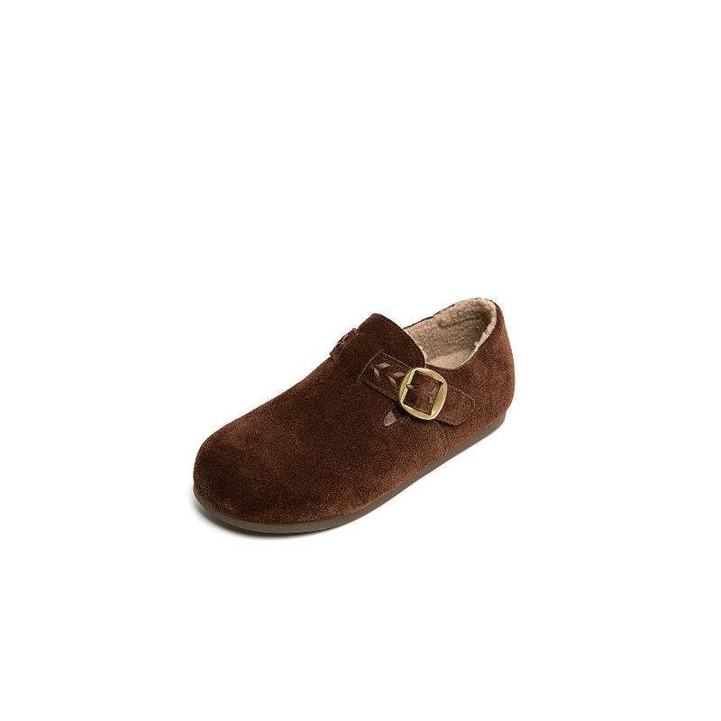 

Women s autumn and winter new leather retro fleece thickened one foot of fleece soft sole warm cotton shoe trend 40