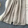 Summer Women Chic Boho Cotton Linen High Waist Wide Leg Pocket Pant Trouser With Belt For Girls