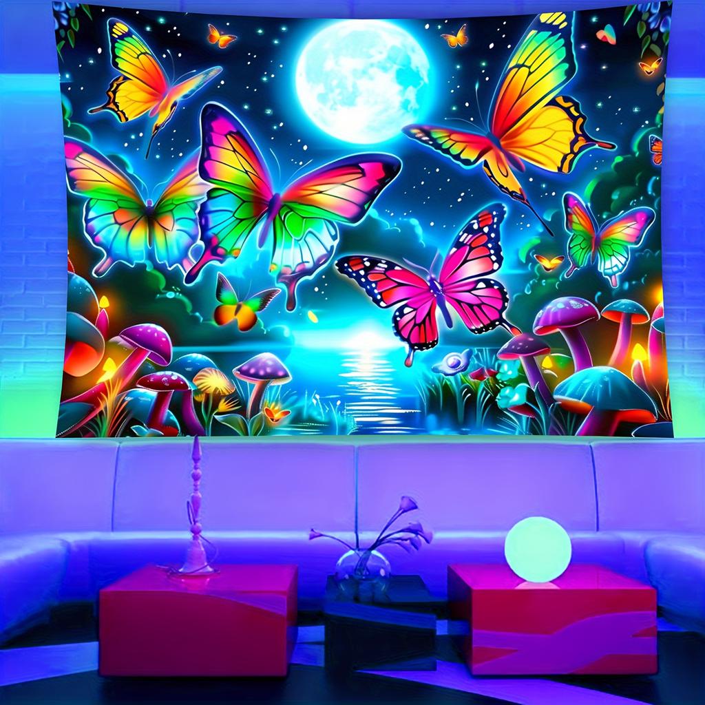 VIKAMA Gobelin Motyl Księżycowy Gradient Mgławicy Magiczny Motyw Bajkowy Pokój Dziecięcy Fantazja Wystrój Salonu