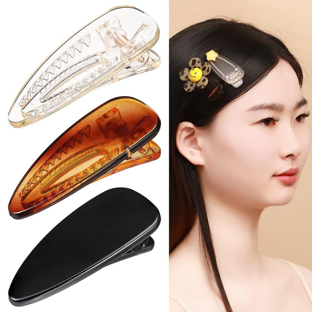 5.5cm Water Drop DIY Hair Clip - Bright Black PC Material Duckbill Side Clip for Women