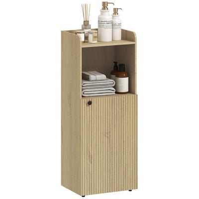 Bathroom Cabinet Niche Cabinet with Cabinet, Open Shelf, Adjustable Shelf, Bathroom Cabinet, 40 X 31 X 104 Cm, Yellow Oak