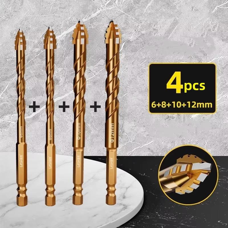 Upgraded Four-edged Sawtooth Drill Bit Professional Carpentry Tools For Glass Ceramic Concrete Brick Metal Drill Bit Set