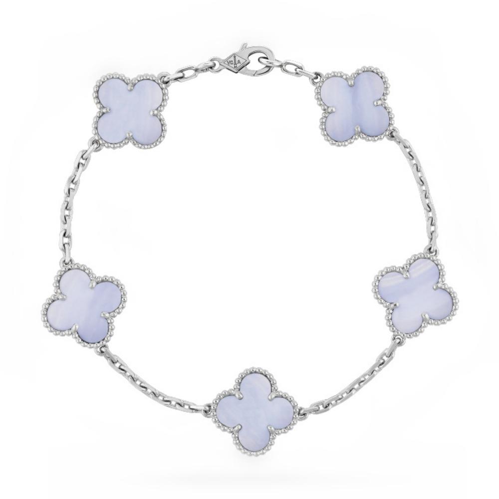 High-quality Version Clover Bracelet Five-flower Agate and Mother-of-pearl Bracelet Six-flower Laser-cut Chalcedony Jewelry/bangle