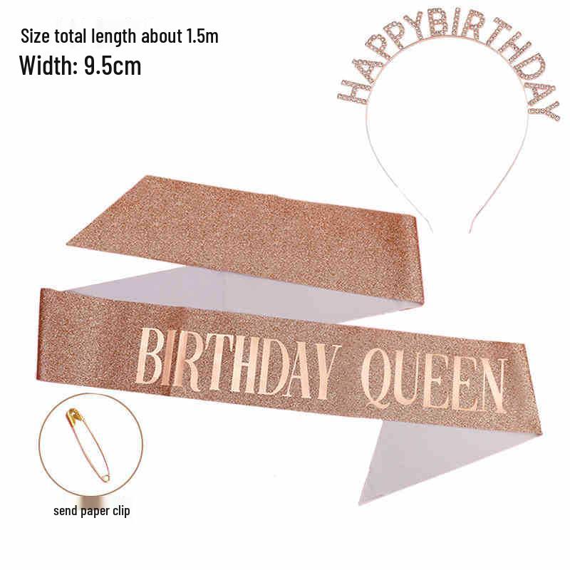 Hong Kong Style Birthday Queen Sash & Shoulder Strap for Photos