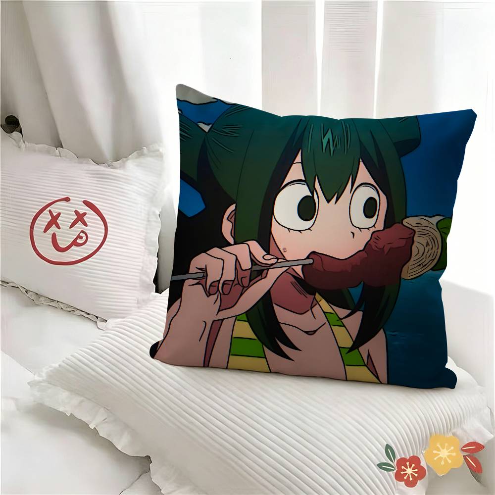 pc Cartoon Tsuyu Asui Cute Anime Pillow Case Fashion Square Pillowcase Bedroom Sofa Room Ins Decoration Leisure