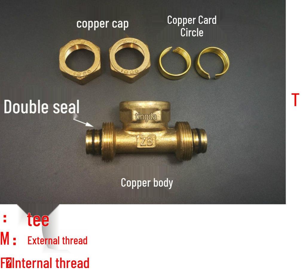Aluminium-Kunststoffrohr Kupfer T-Stück Fitting: Reduziergewindegrößen 1216, 1418, 1620, 2025, 2632, 4, 6 Punkte.